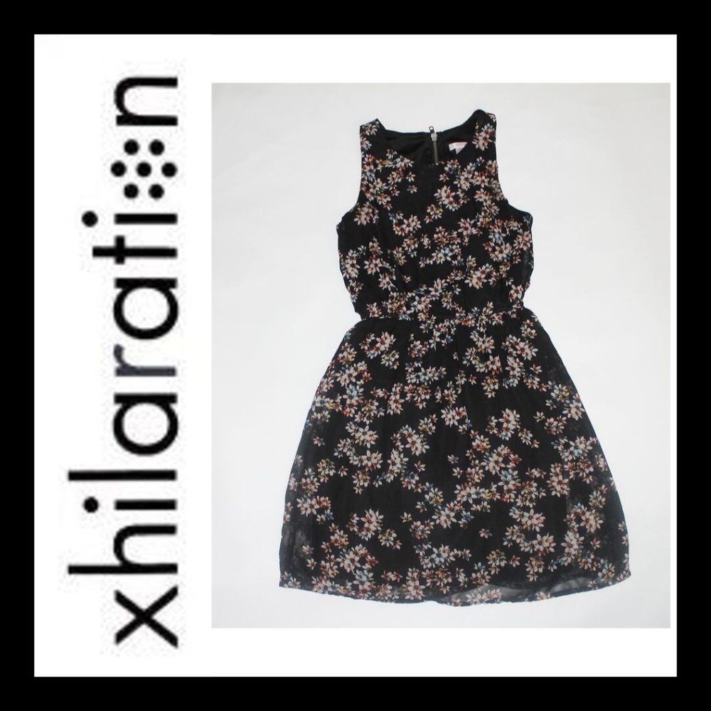 Xhilaration Black Floral Racerback Dress